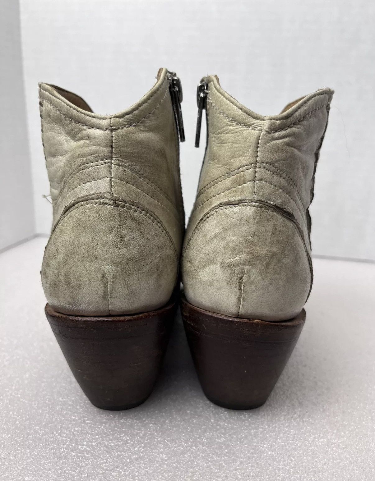 Lucchese LUCCHESE WOMEN'S ERICKA WHITE-DISTRESS BOOTS ROUND TOE 6.5 B Size US 6.5 / IT 36.5 - 3 Thumbnail