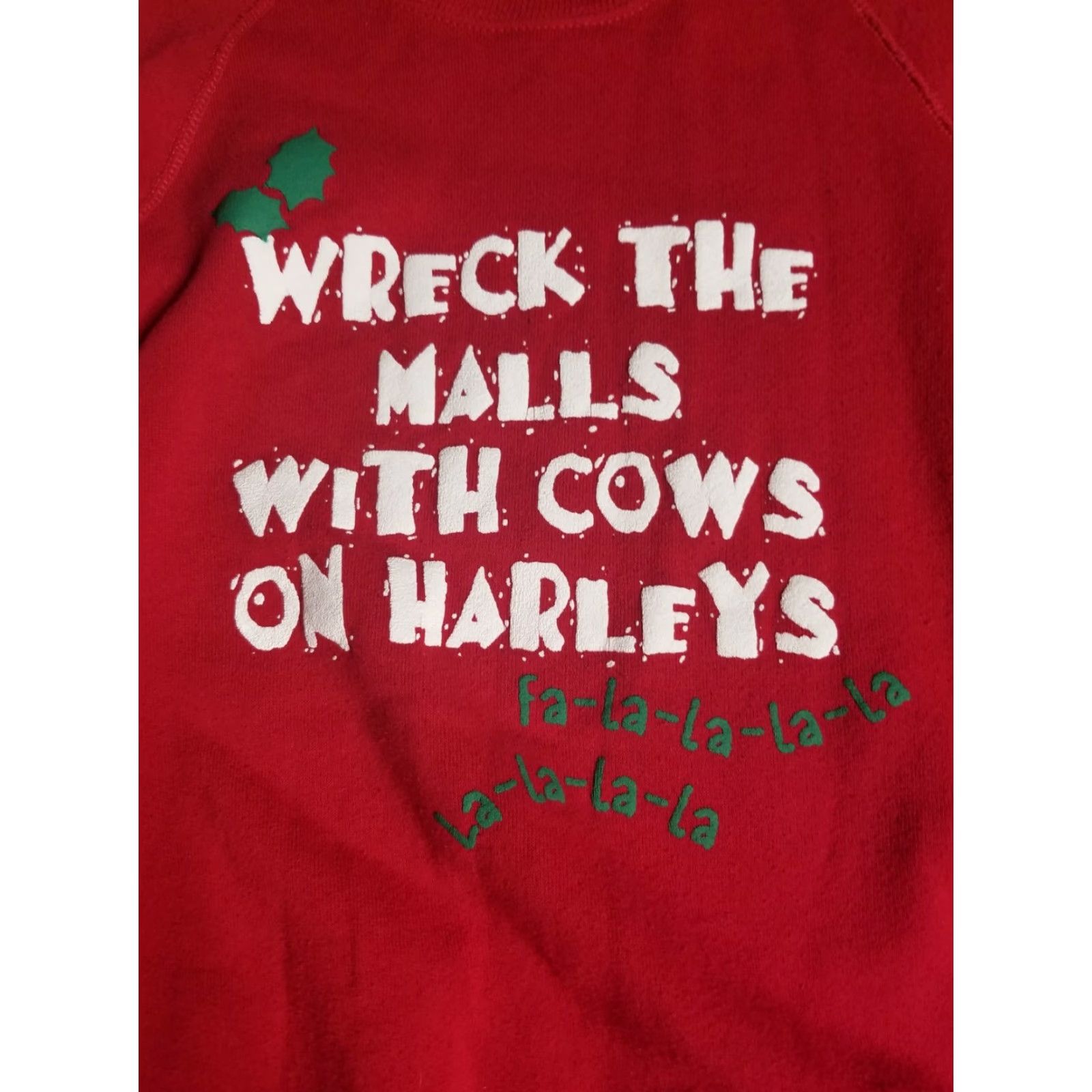 Lee VTG 90's Mens L Wreck The Halls With Cows On Harleys Christmas Sweatshirt Size US L / EU 52-54 / 3 - 3 Thumbnail