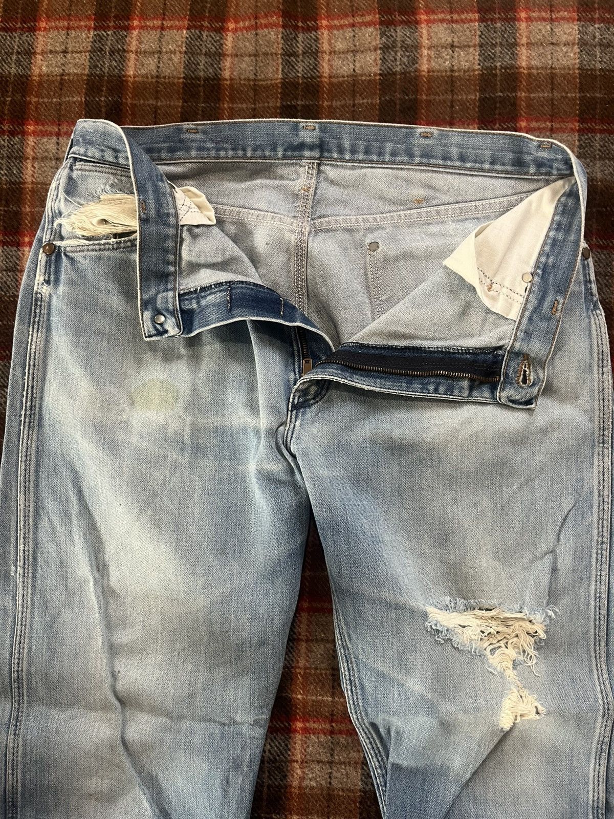 Wrangler Vintage 80’s made in USA Wrangler Boot Thrashed denim Jeans Size US 35 - 6 Thumbnail