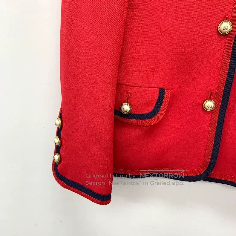 Gucci Gucci Red mulberry silk multi-pocket round neck single-bre Size XS / US 0-2 / IT 36-38 - 4 Thumbnail