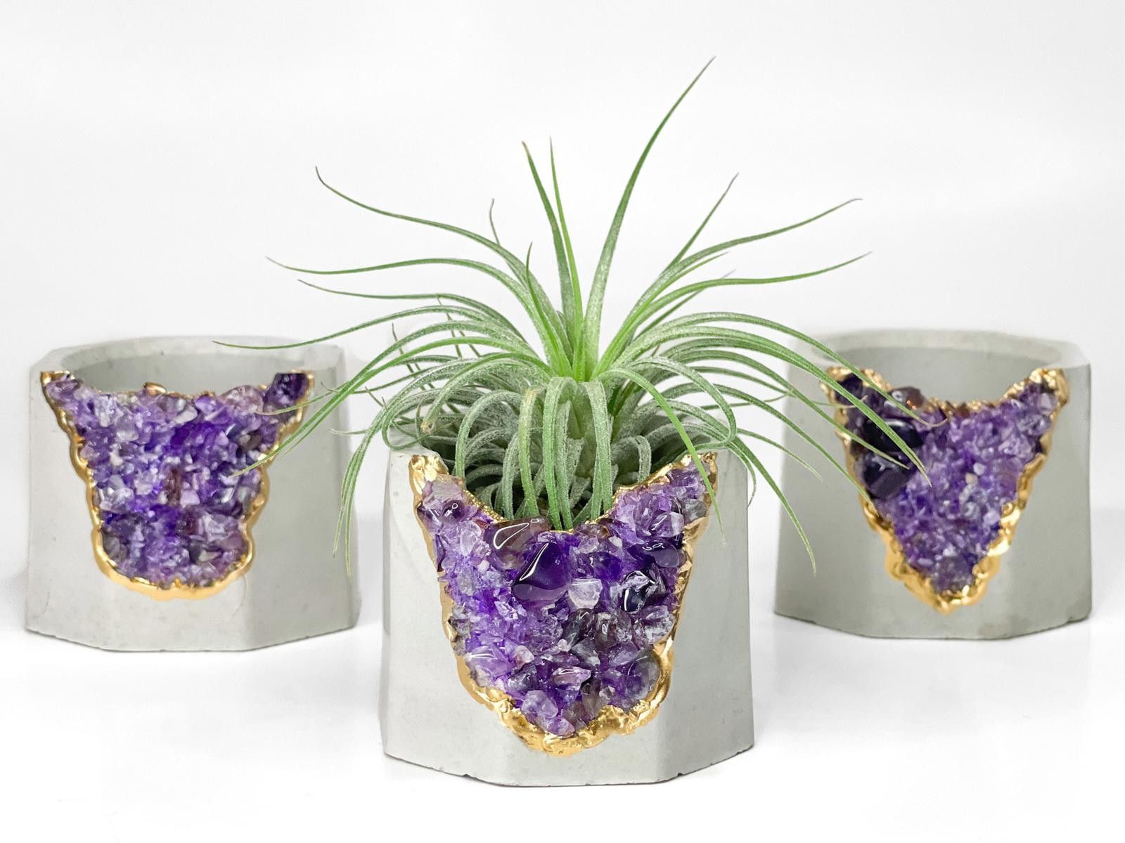 Other Amethyst Crystal Concrete Planter | Geode Succulent Pot Size ONE SIZE - 8 Thumbnail