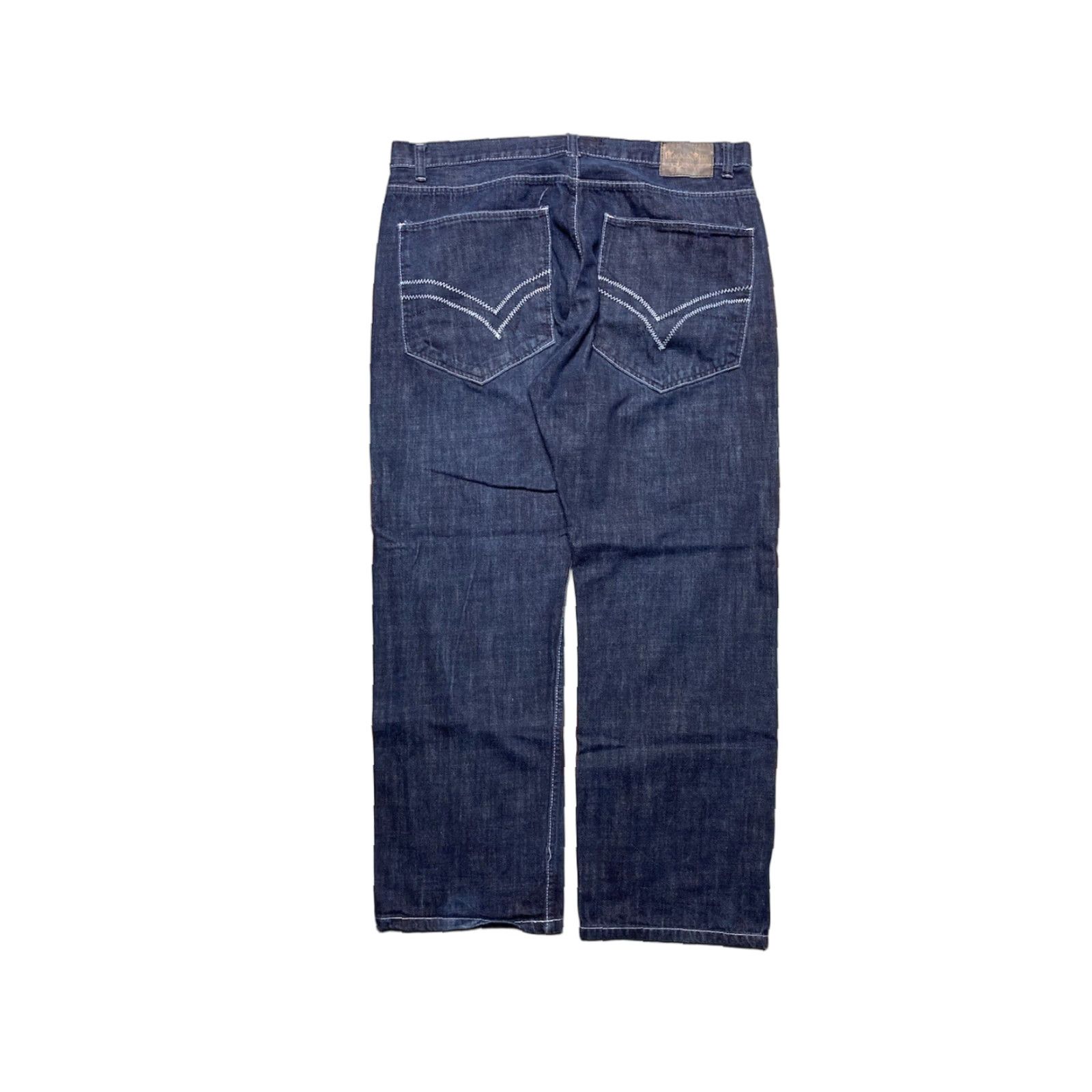 Vintage VINTAGE Black & Blue Denim Jeans Men 40 Regular Blue Wide-Leg Hip Hop Embroidered 40x32 Size US 40 / EU 56 - 1 Thumbnail
