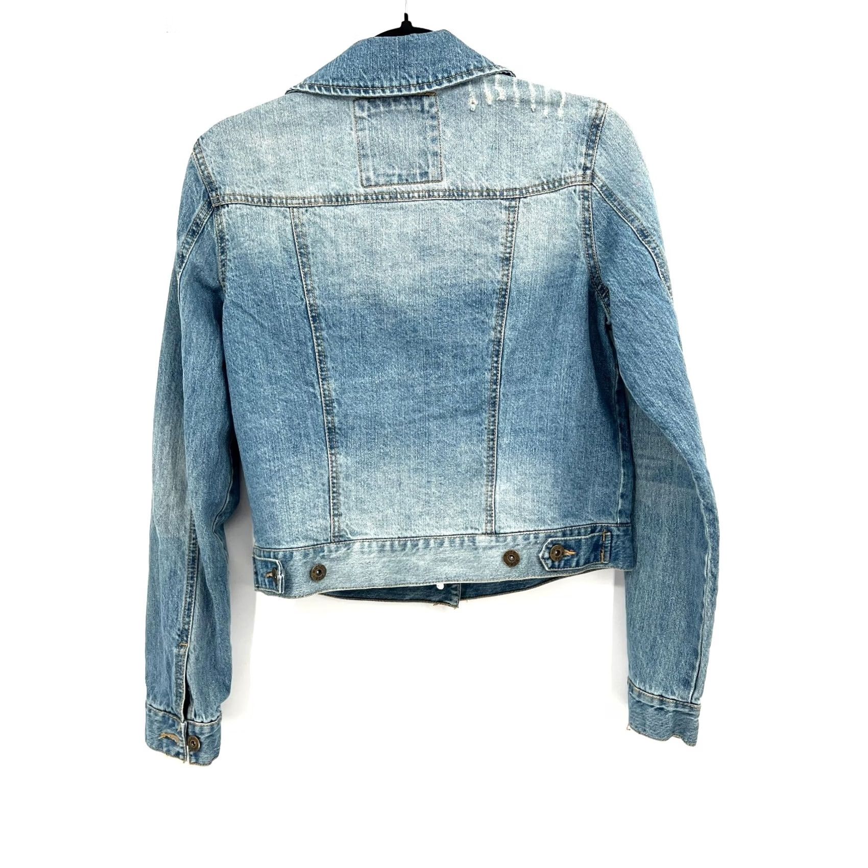 Mudd Denim Jacket Women Short Length Y2K Light Wash Distressed 