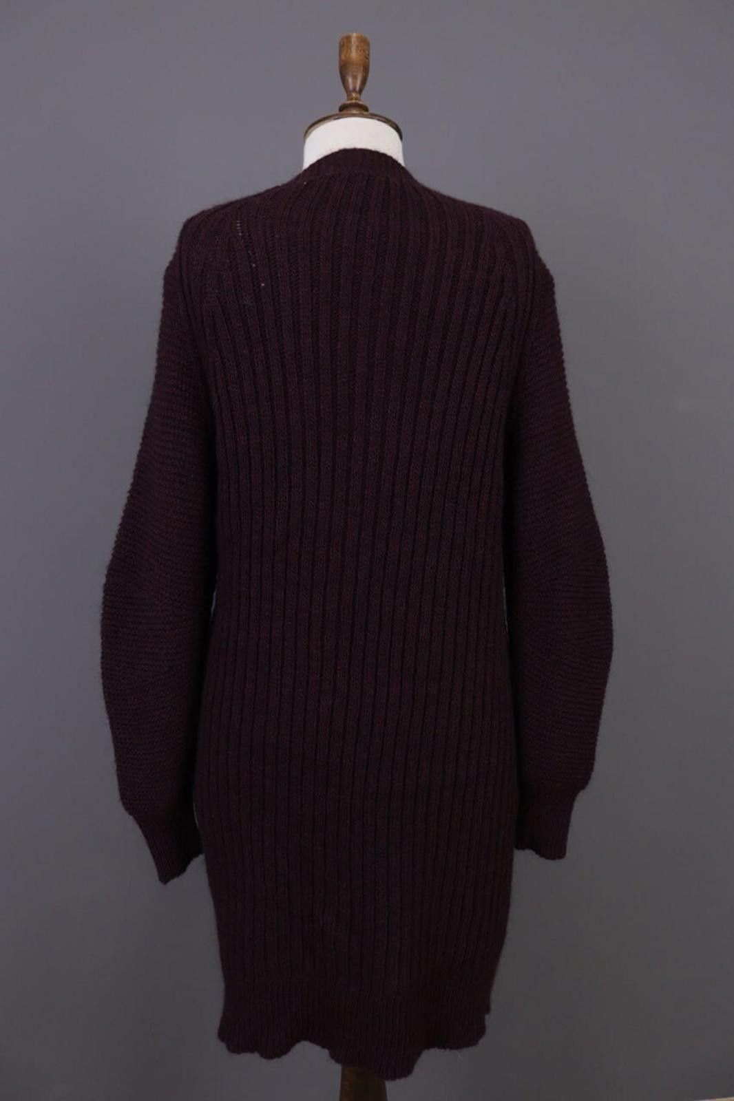 Designer Cop Copine Brown Open Front Wrape Cardigan Sweater Coat Size L / US 10 / IT 46 - 12 Thumbnail