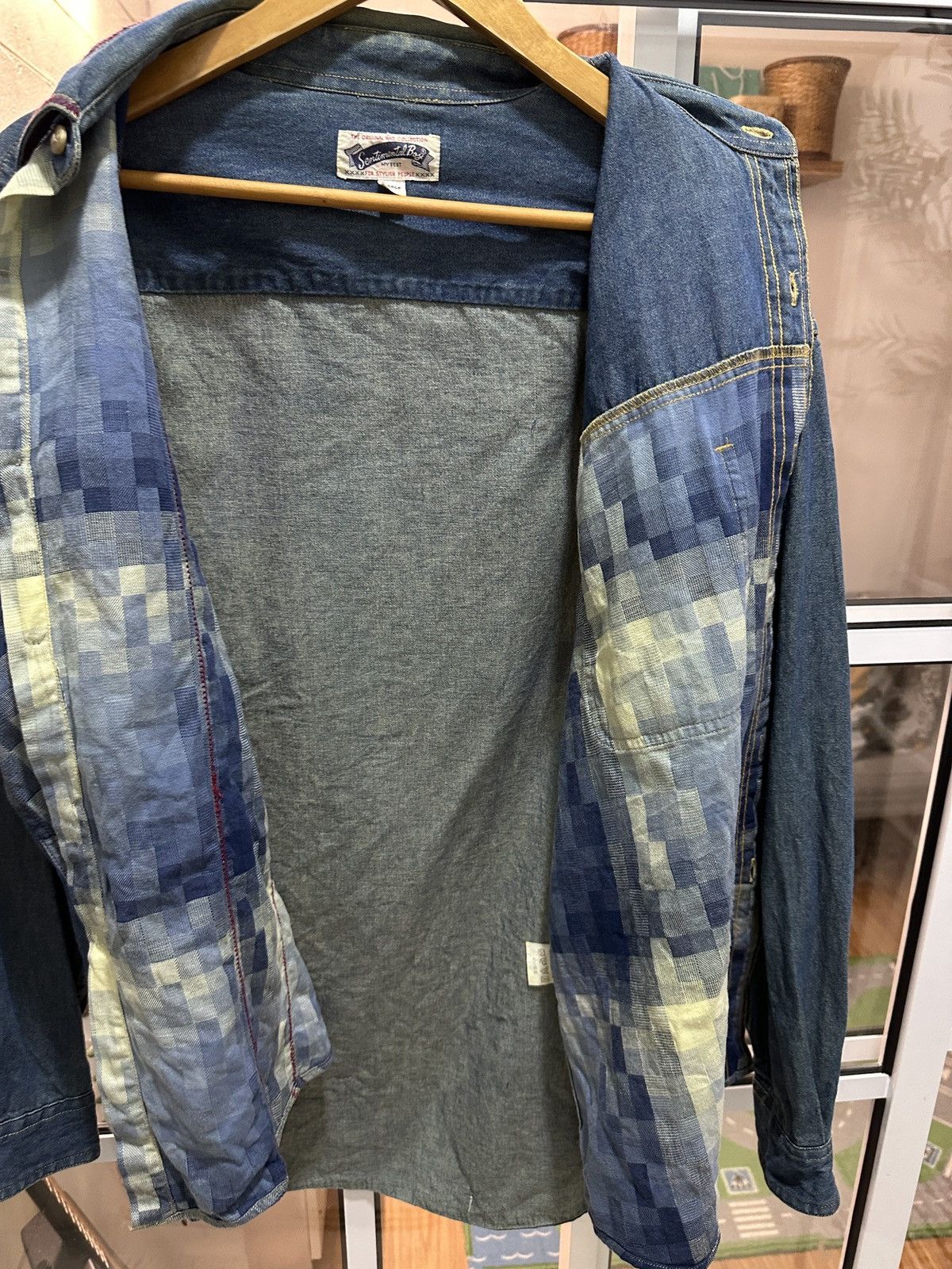 Japanese Brand Sentimental Boy Japan Patchwork Distressed Style Button Up Size US L / EU 52-54 / 3 - 15 Thumbnail