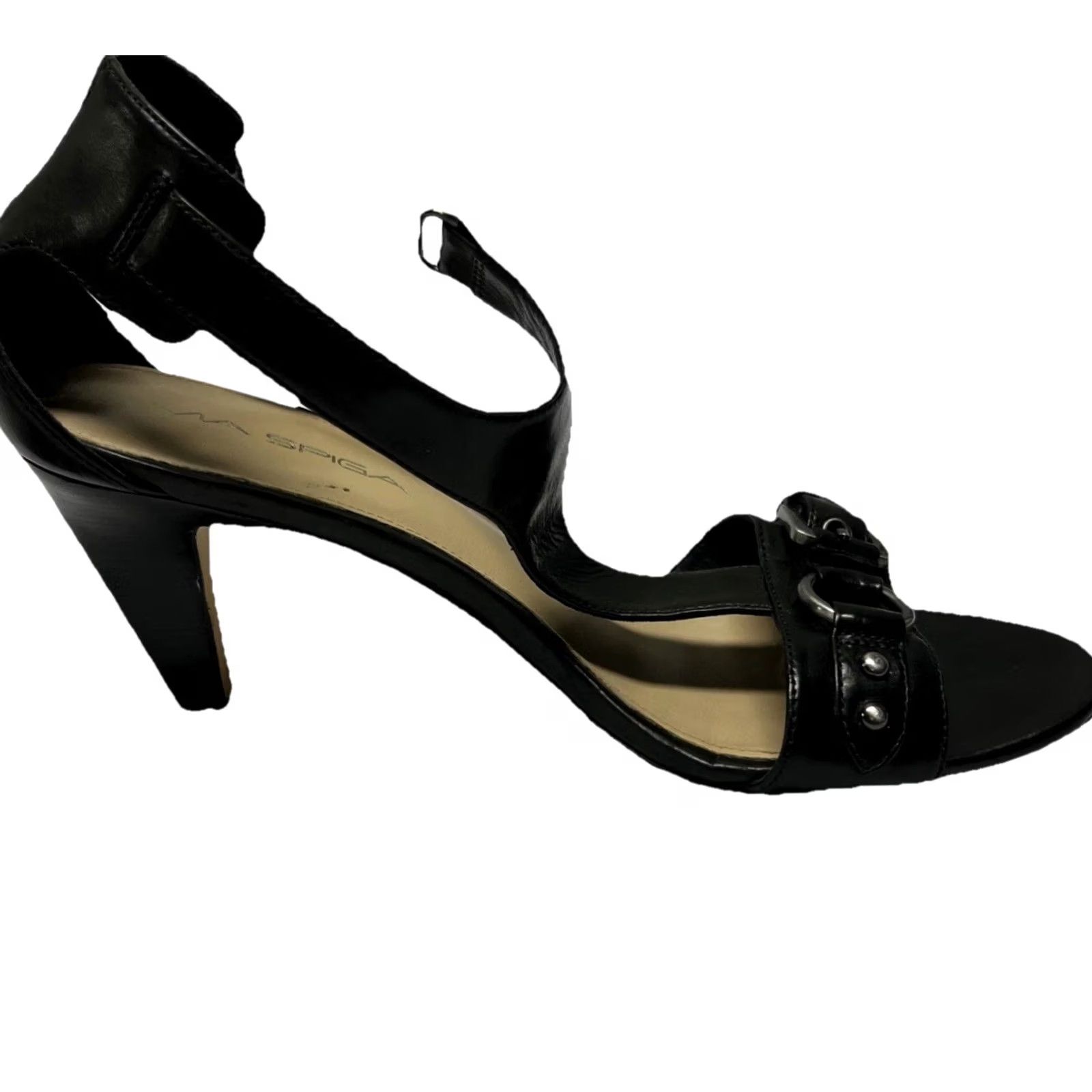 Vintage VIA SPIGA Black Leather Heels Women’s 7.5M Ankle Strap Block Heel Sandals Size US 8 / IT 38 - 5 Thumbnail