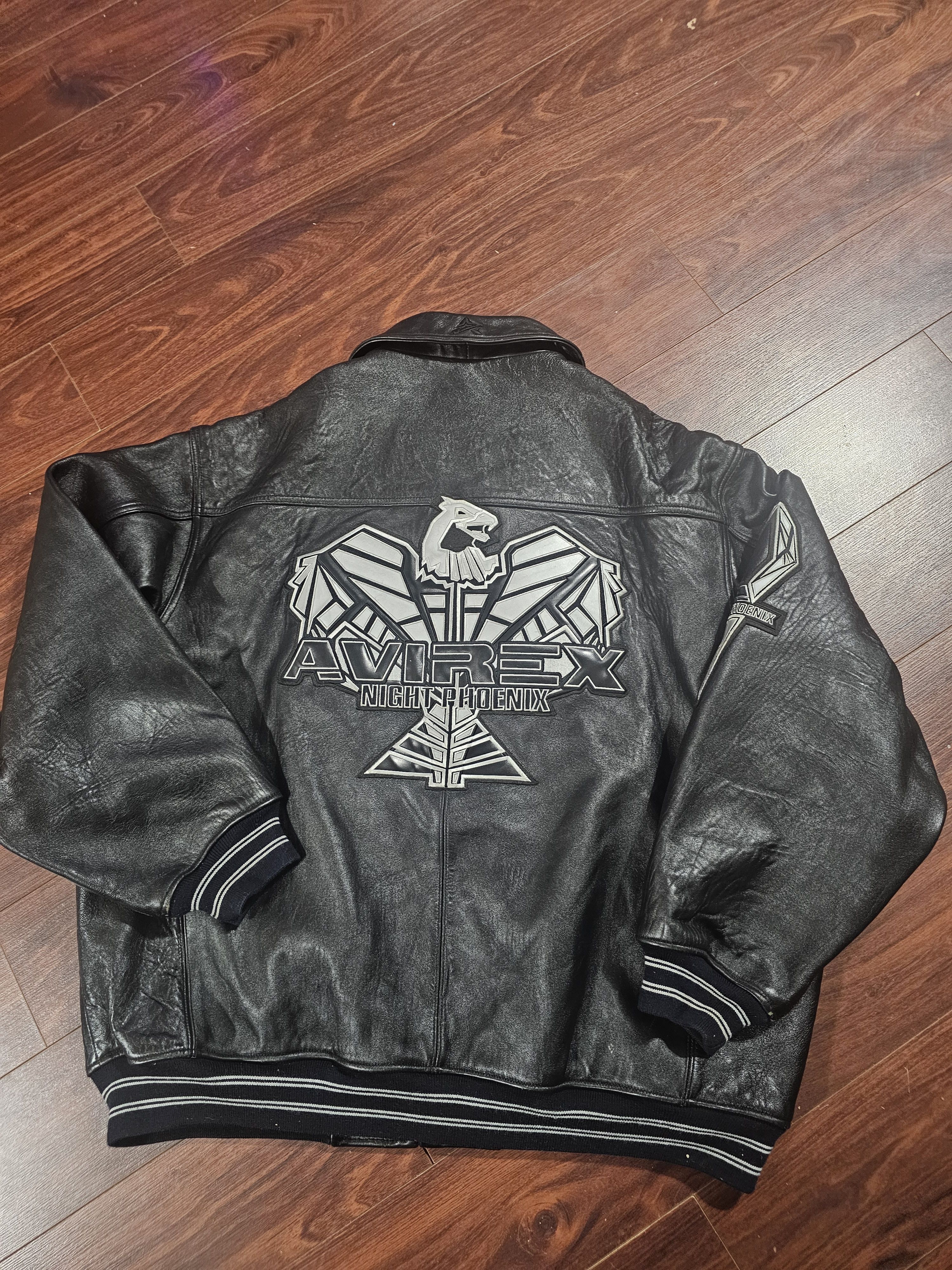 Avirex Vtg Avirex Men's Black Leather Night Phoenix Bomber Sz 4XL Size US XXL / EU 58 / 5 - 2 Thumbnail