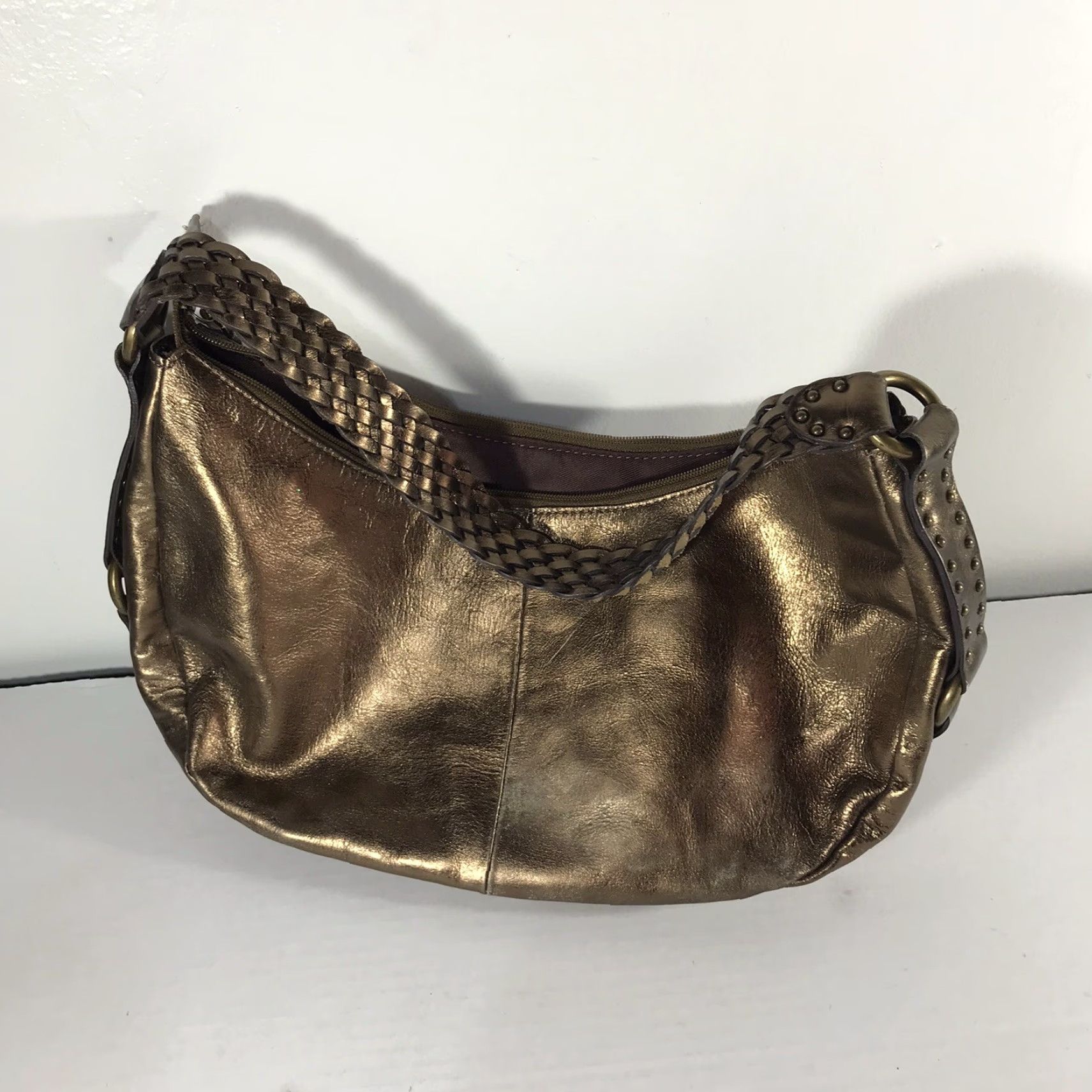 Fossil VINTAGE Fossil Leather Shoulder Bag Aztec Design Women's Medium Bronze Crossbody Casual Size ONE SIZE - 2 Thumbnail