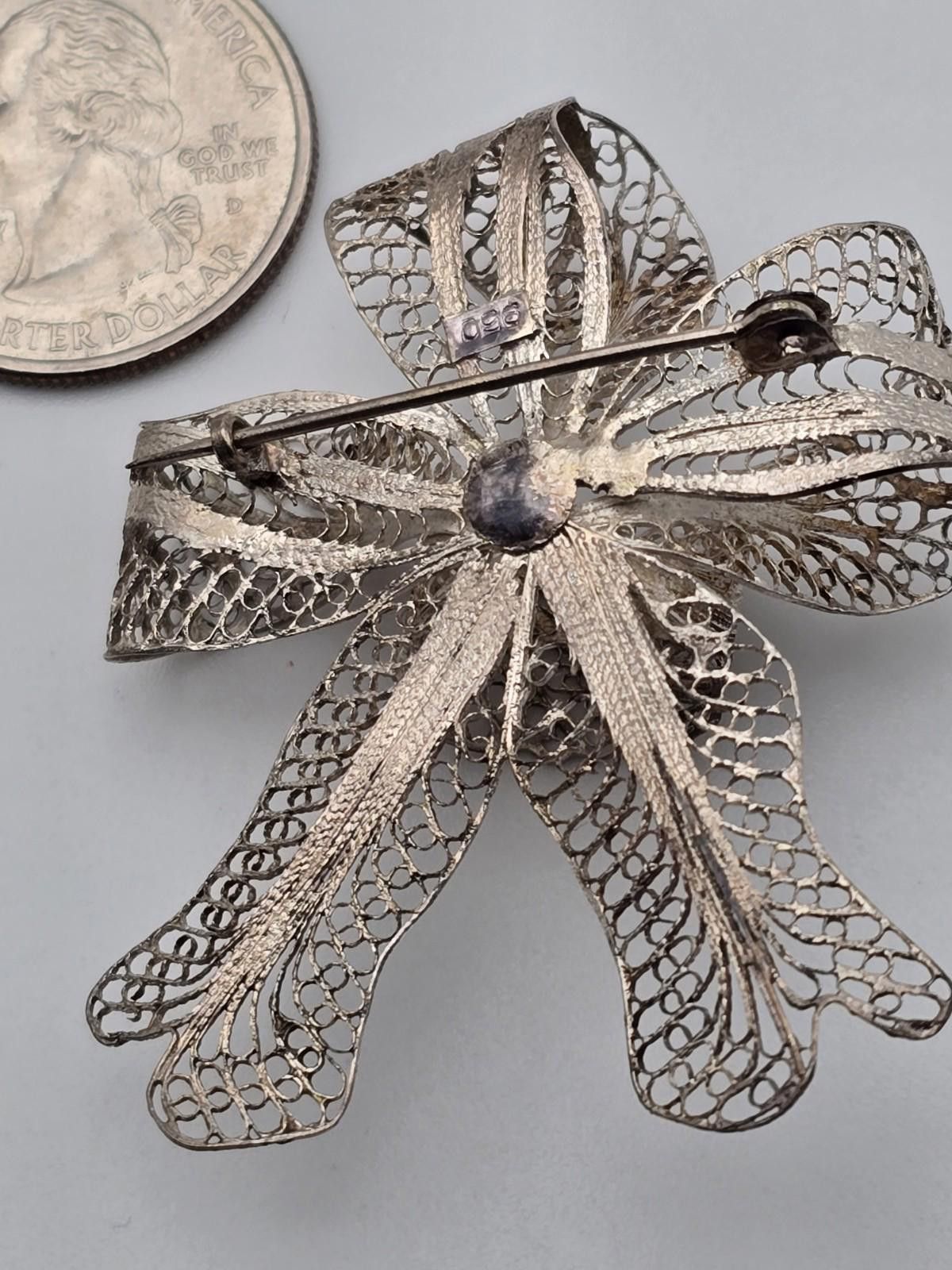 Other Lot of 3 Vintage Silver Filigree Brooches Size ONE SIZE - 5 Thumbnail