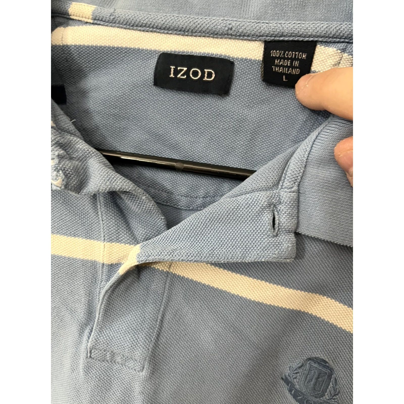 Izod IZOD GOLF POLO SHIRT Men Large Blue Short Sleeve 100% Cotton Regular Fit Logo Patch Casual Mens Size US L / EU 52-54 / 3 - 3 Thumbnail