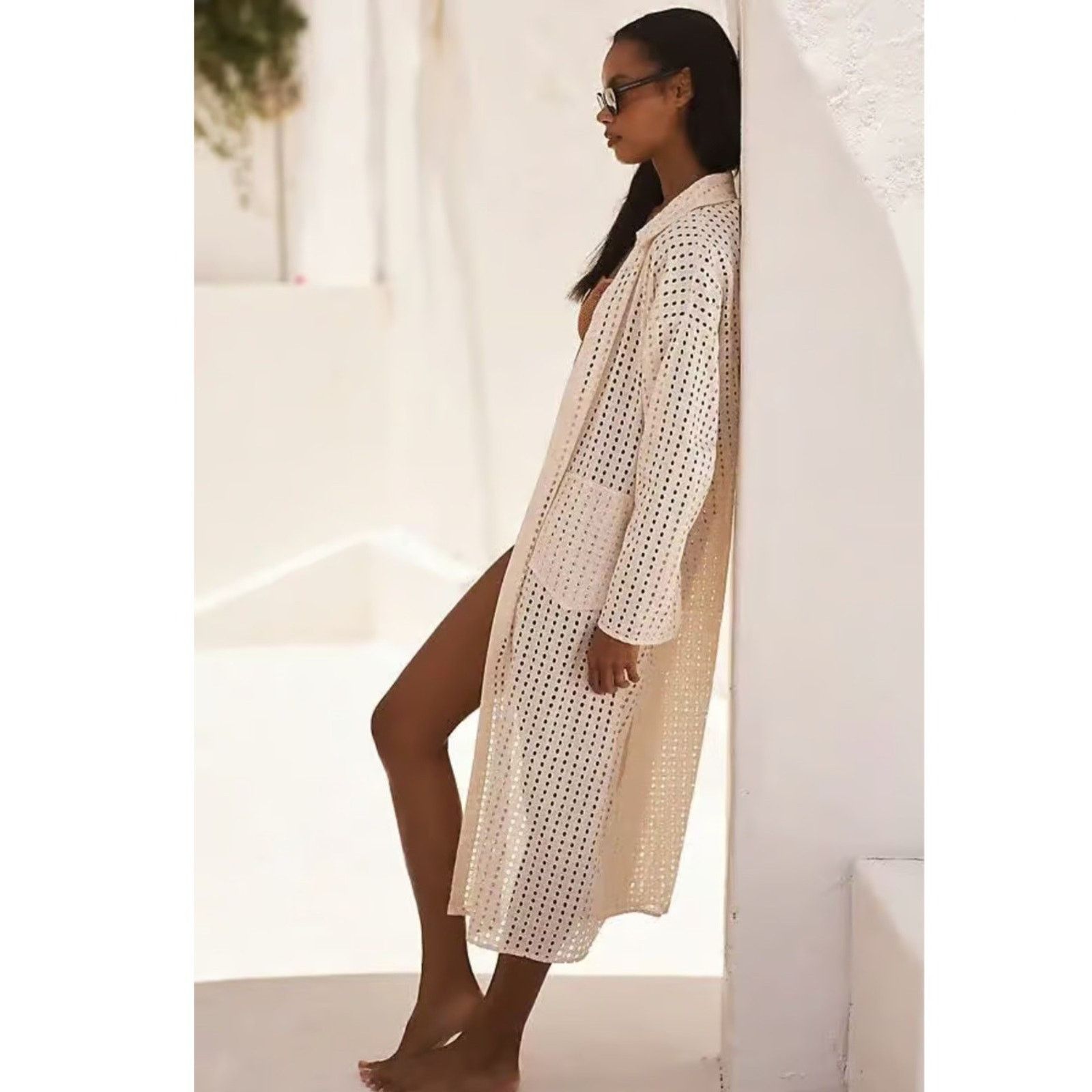 Anthropologie Anthropologie Collared Eyelet Duster One Size Size ONE SIZE - 2 Thumbnail