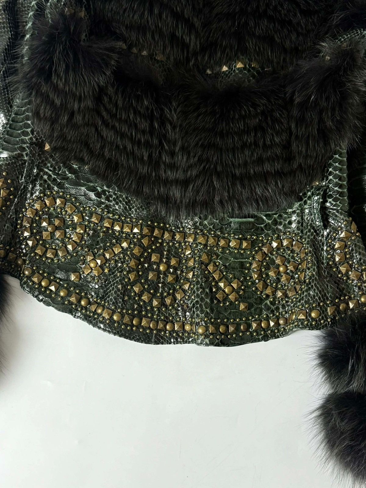 Roberto Cavalli Roberto Cavalli Embellished Studded Python Leather & Fur Size S / US 4 / IT 40 - 9 Thumbnail