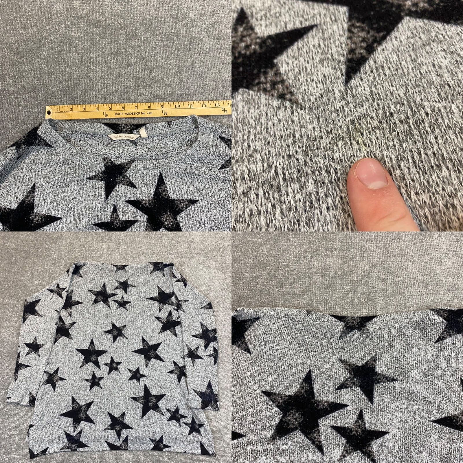 Soft Surroundings Soft Surroundings Womens Sweater XL Black Gray E'toile Star Knit Tunic Top Size XL / US 12-14 / IT 48-50 - 8 Thumbnail