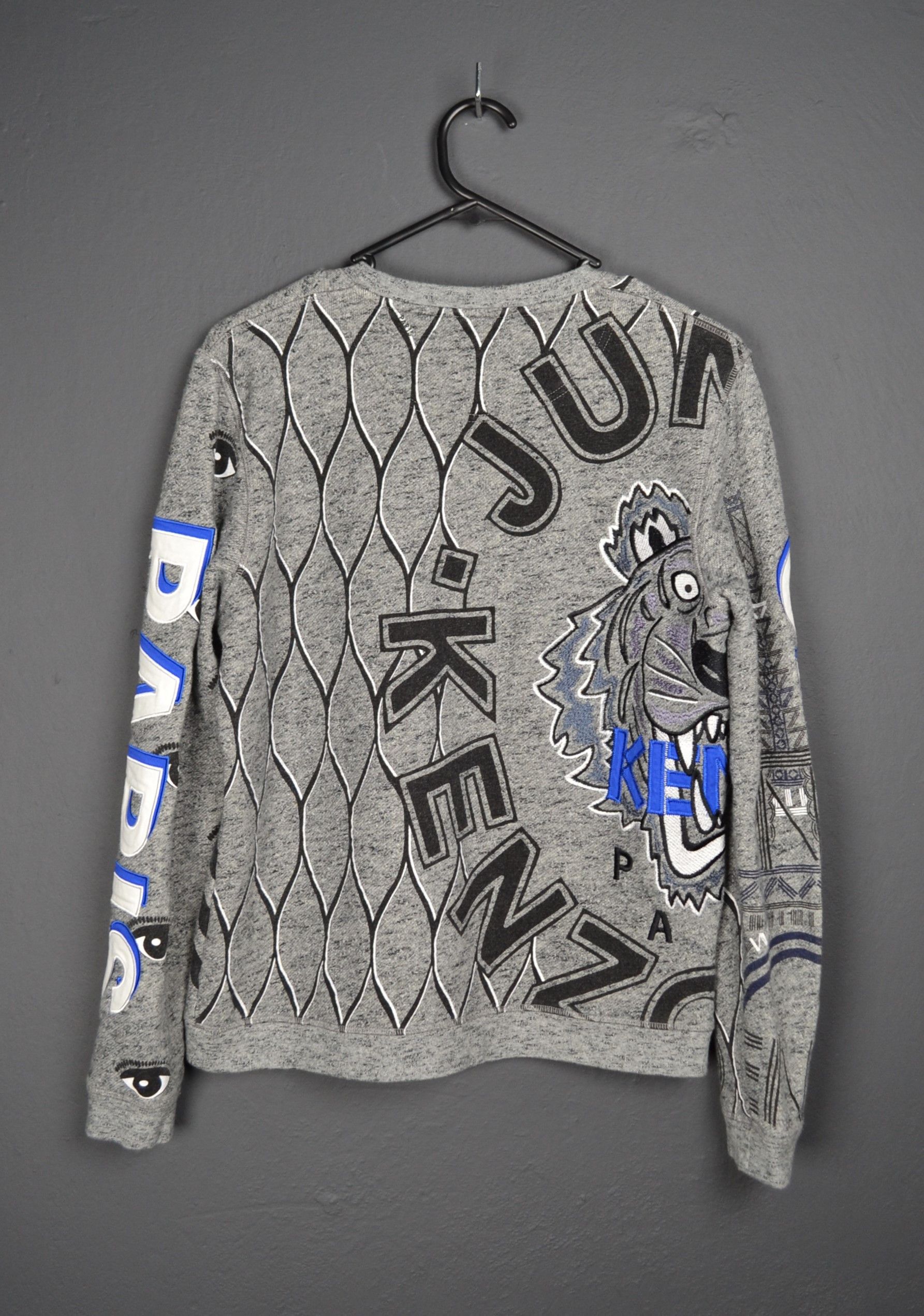 Kenzo Kenzo Grey Multi Icon Embroidered Logo Applique Sweatshirt M Size US M / EU 48-50 / 2 - 3 Thumbnail