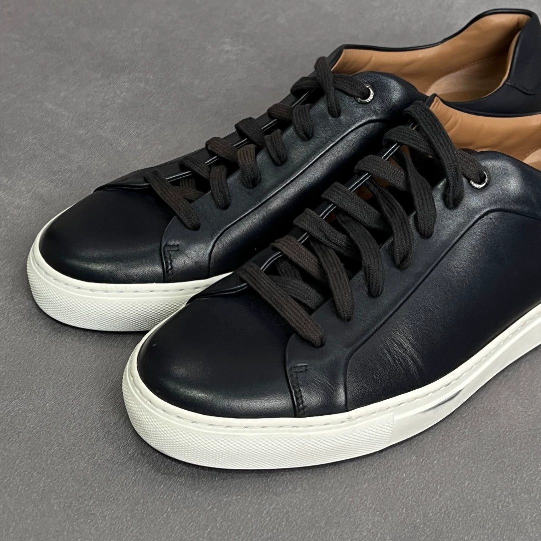 Hugo Boss HUGO BOSS Black Calf Leather Sneakers Size US 10 / EU 43 - 4 Thumbnail