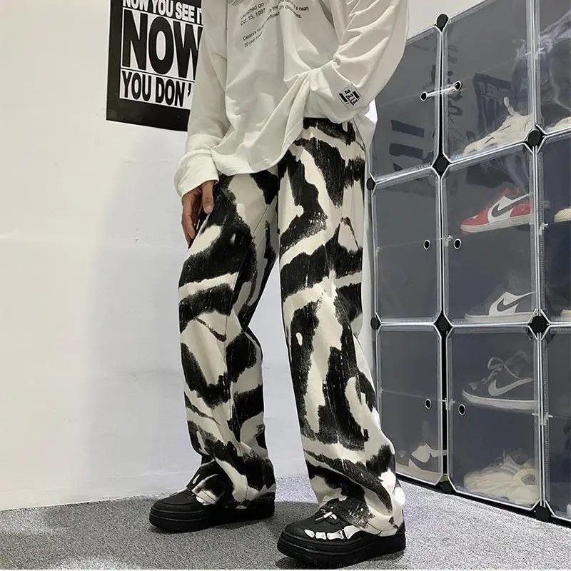 Japanese Brand × Jean White Black Tie-dye Baggy Jeans Size US 31 - 2 Thumbnail