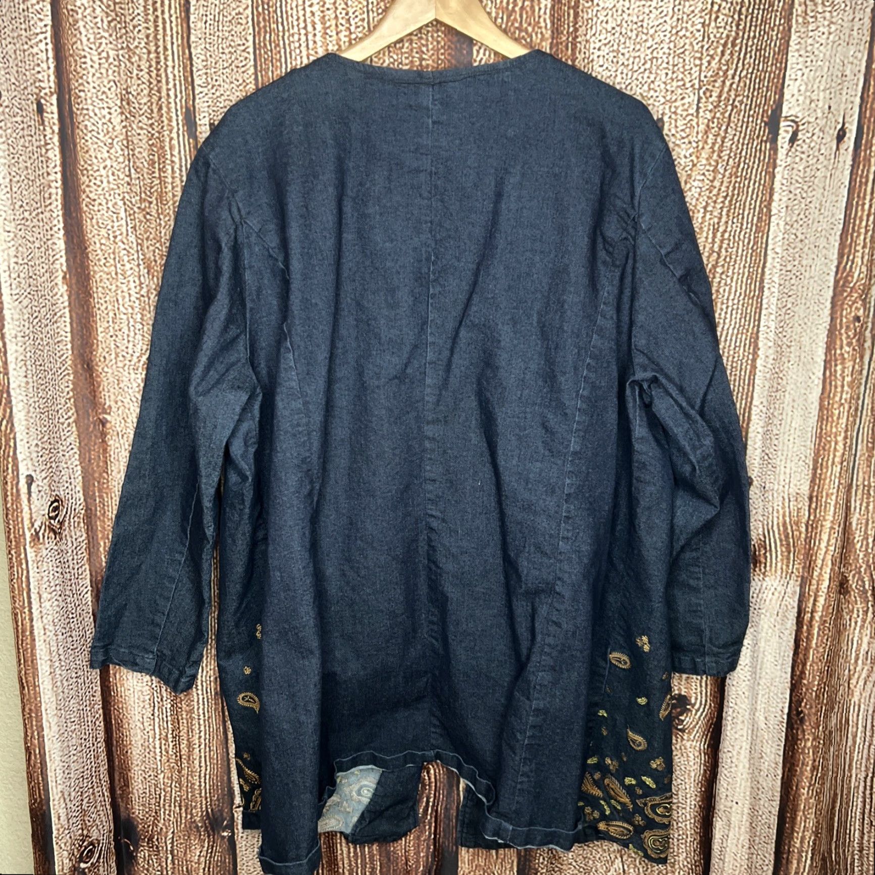 Vintage Jessica London Jacket Denim Embroidered 28W Plus Long Sleeve Hook & Eye Denim Jacket Blue 90s Classic Womens Size 4XL / US 24-26 - 5 Thumbnail