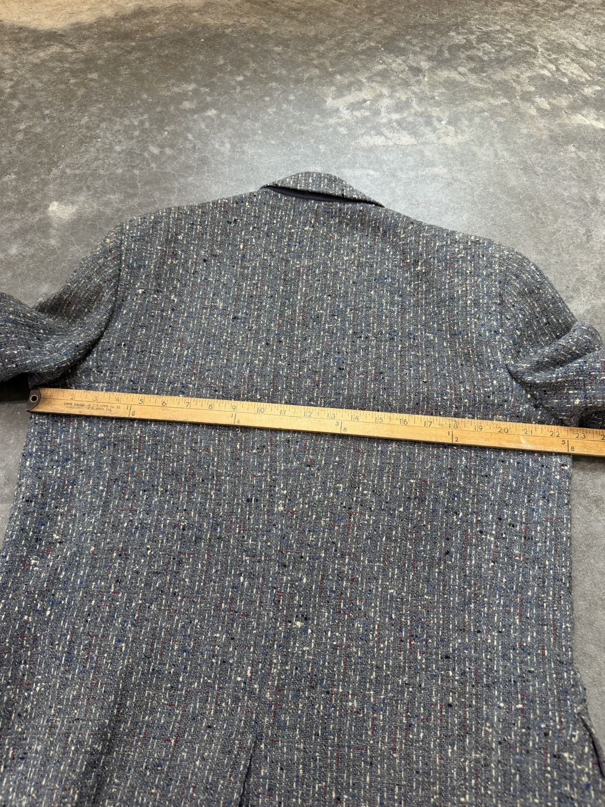 Vintage 50s Grey Black/Blue/Red Atomic Fleck Wool Rockabilly Jacket Size 44R - 17 Thumbnail