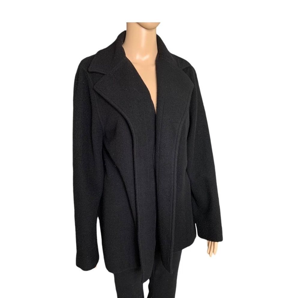 Other ELLEN TRACY Women's Size Medium Blazer Open Front Black Wool Size M / US 6-8 / IT 42-44 - 2 Thumbnail