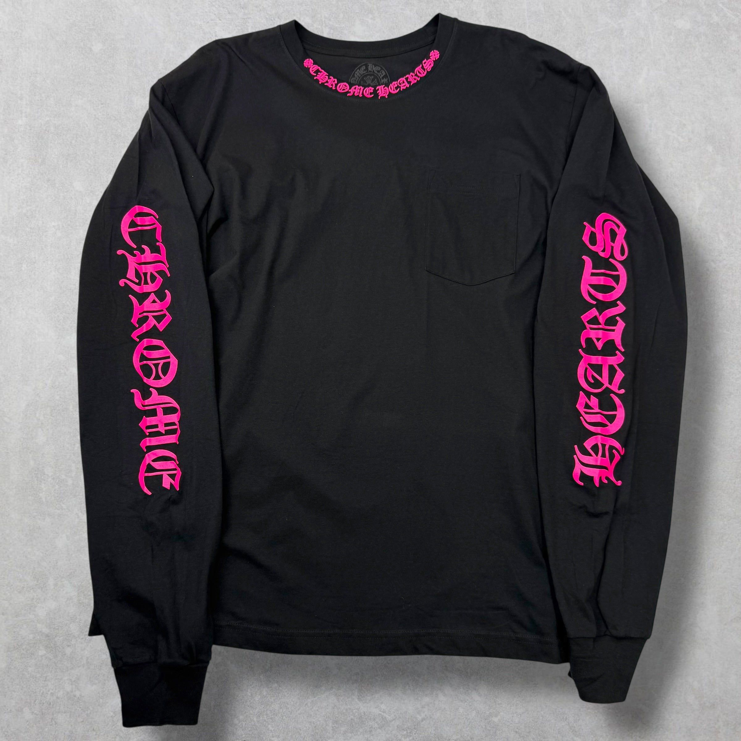 Chrome Hearts Chrome Hearts Pink Neck Logo L/S Tee XL Size US XL / EU 56 / 4 - 1 Thumbnail