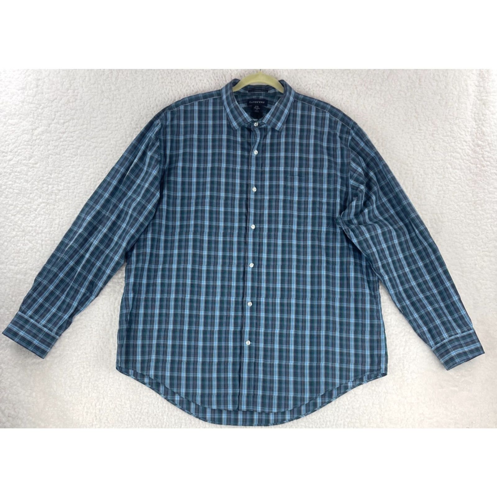Lands' End Lands' End Blue Plaid Button-Up Tailored Fit Shirt Mens XXL Long Sleeve Size US XXL / EU 58 / 5 - 2 Thumbnail
