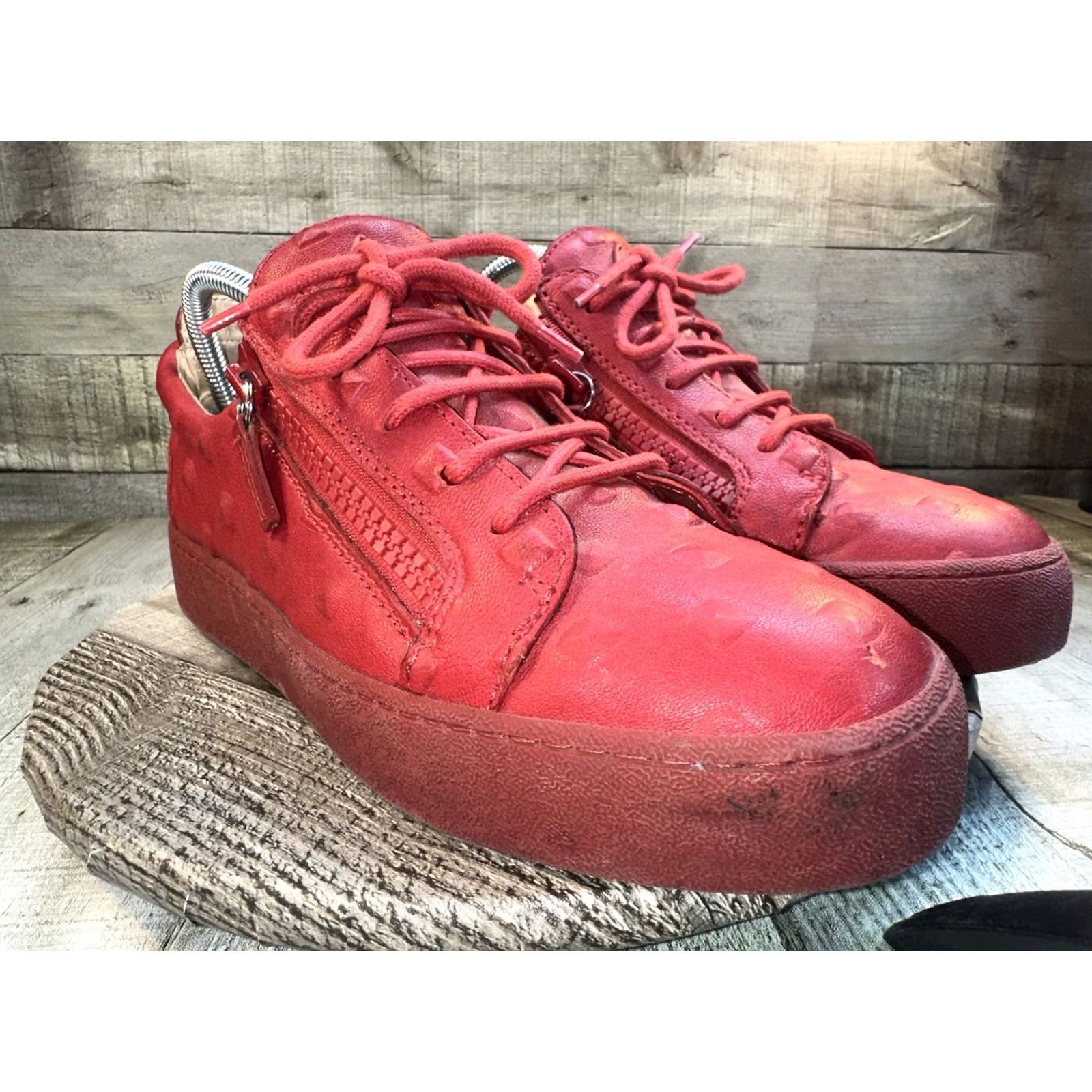 Giuseppe Zanotti Giuseppe Zanotti Mens Sneakers Size 8 / 41 Red Leather Sneaker Mens Shoes Red 41 Size US 8 / EU 41 - 2 Thumbnail