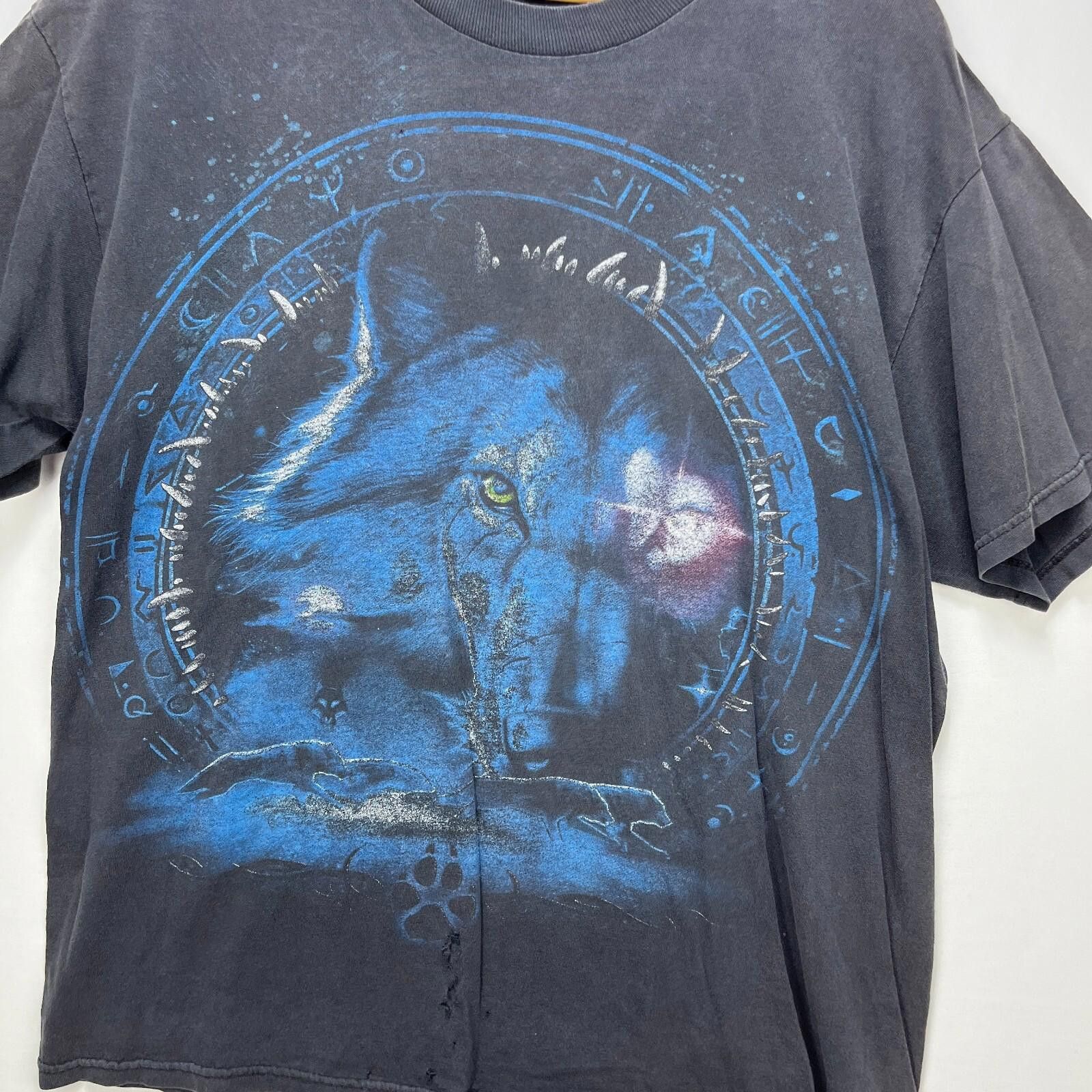 Vintage 90s Sun Faded Wolf Dog Nature T Shirt XL