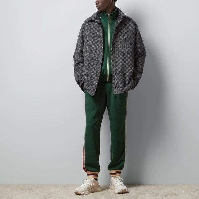 Gucci o1loc1c0126 662270 GG Jacquard Jersey Zip Jacket in Green Size US L / EU 52-54 / 3 - 4 Thumbnail