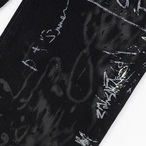 Jean Graffiti Letter Baggy Jeans Size US 33 - 4 Thumbnail