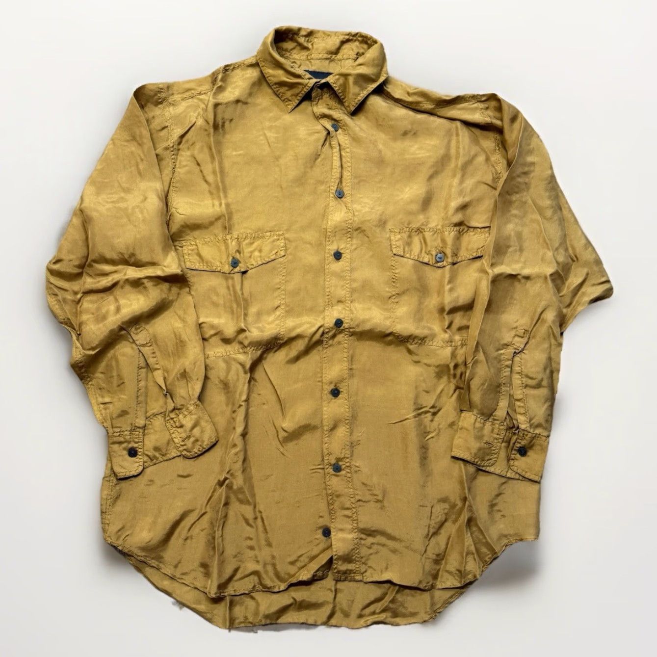 Vintage VINTAGE Substudio Silk Button-Up Shirt Mens L 80s Golden Brown Club Dance Rave Size US L / EU 52-54 / 3 - 2 Thumbnail