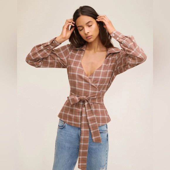 Marissa Webb NWT INTERMIX X MARISSA WEBB wrap plaid top XS Size XS / US 0-2 / IT 36-38 - 2 Thumbnail