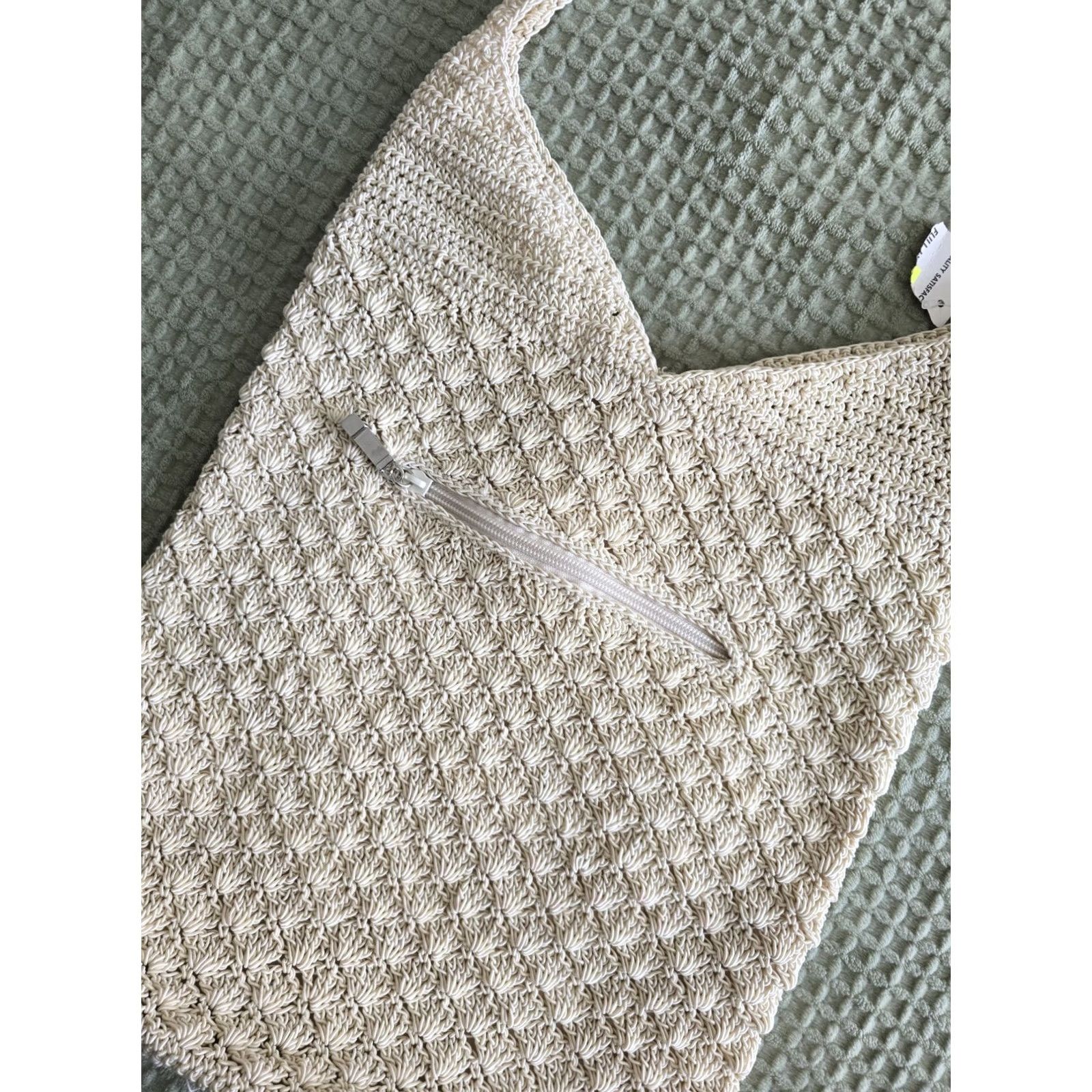 Vintage VINTAGE 90s Y2k Crochet Beige Shoulder Bag boho Festival Women Size ONE SIZE - 6 Thumbnail