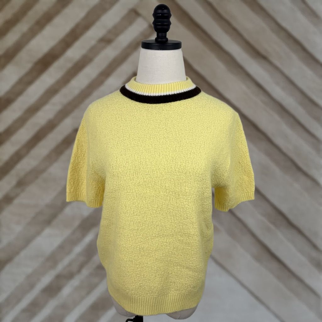 Buttero VINTAGE Penrose Sweater Womens S Mock Neck Short Sleeve Pullover Yellow 70s Retro Knit Top Size S / US 4 / IT 40 - 1 Thumbnail