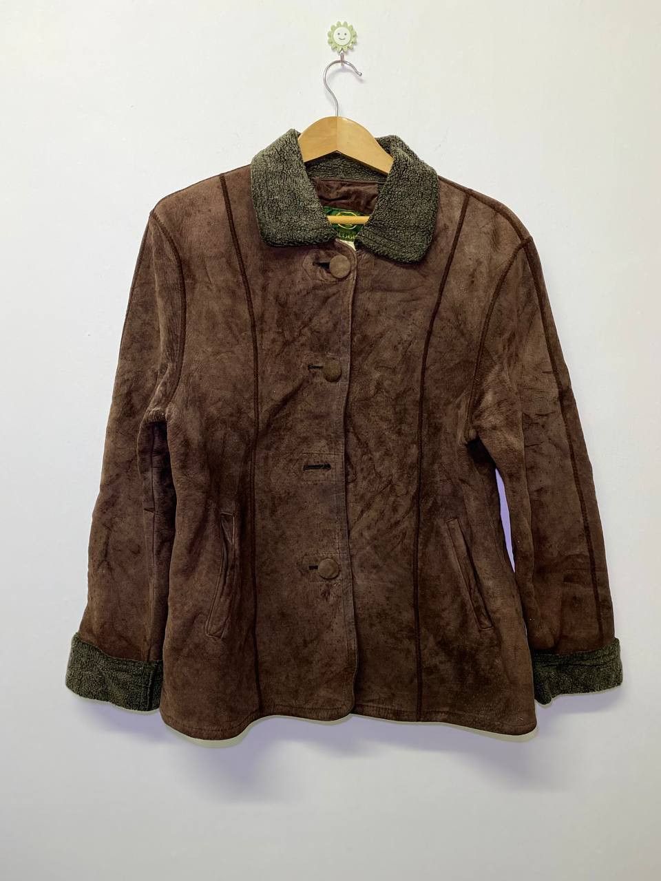 image of Avant Garde x Leather Jacket Vintage Paolo Gucci Leather Jacket Fleece Lining in Brown (Size Medium
