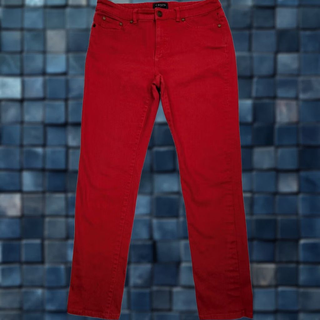 Chaps Chaps Denim Jeans Red Denim Pants Tapered Women 10 32x30 Vintage? No Size 32" / US 10 / IT 46 - 1 Thumbnail