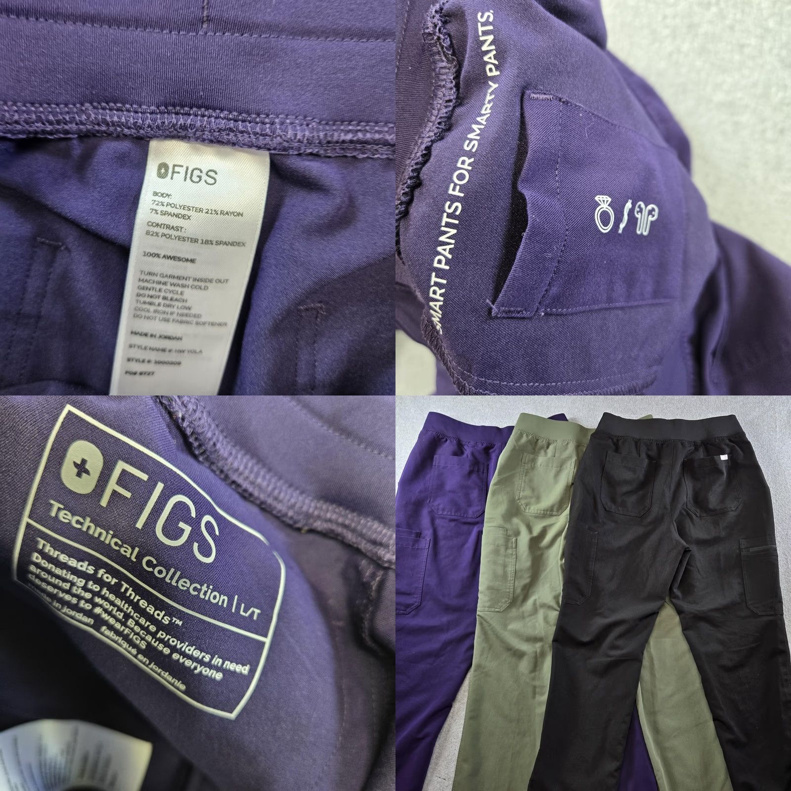 Vintage FIGS Pants Mens 36x32 Purple Cargo Relaxed Knit Polyester Viscose Spandex Size US 33 - 9 Thumbnail
