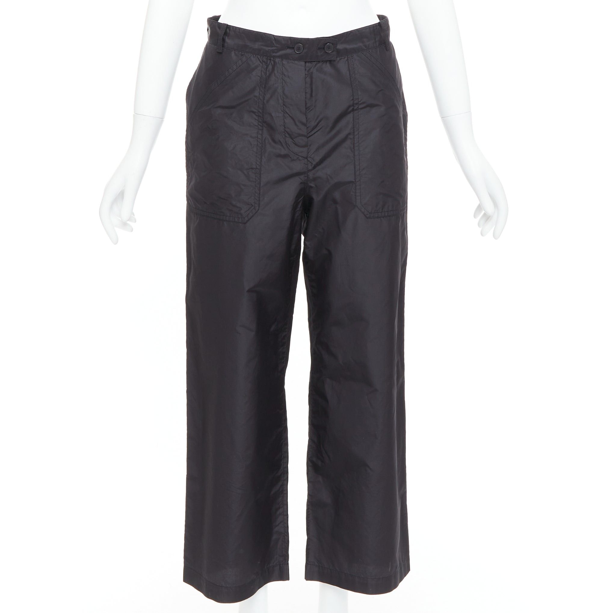 Dior CHRISTIAN DIOR 100% silk black button fly wide cargo pants FR36 S Size 27" / US 4 / IT 40 - 1 Thumbnail