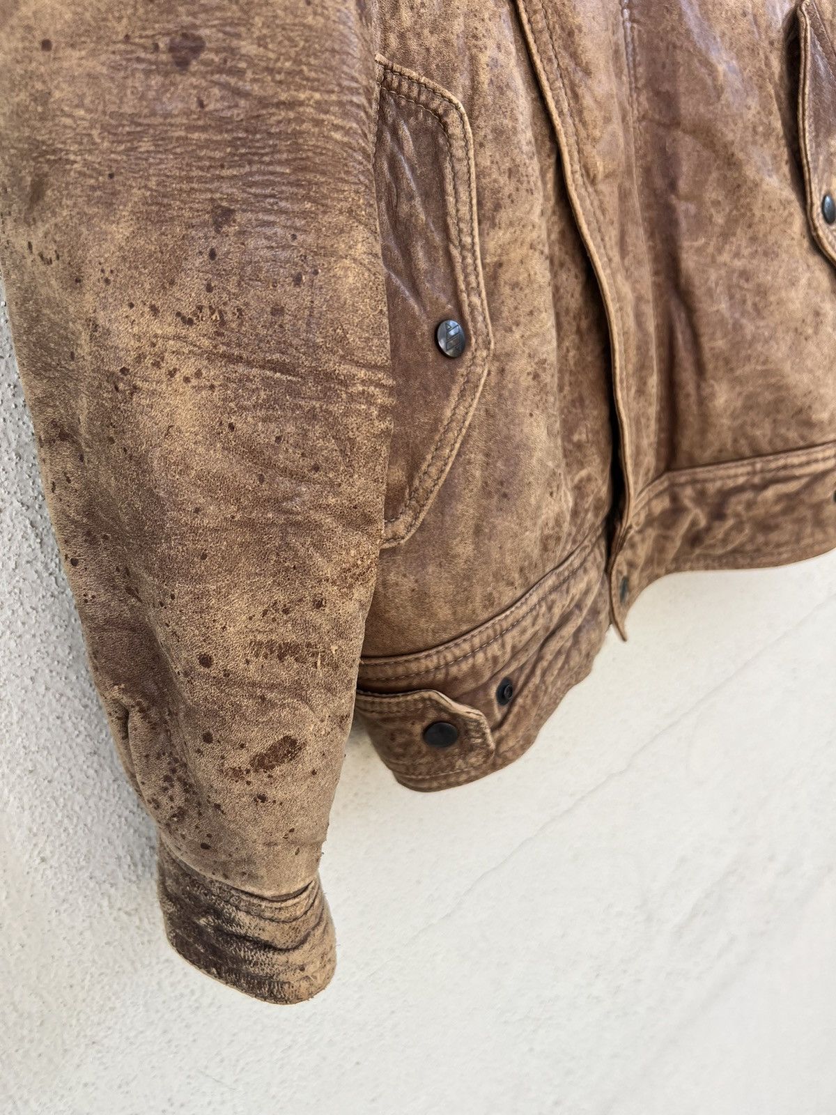 Leather Vintage 80s ixi:z Distress Patina Leather Lined Moto Jacket Size US M / EU 48-50 / 2 - 9 Thumbnail
