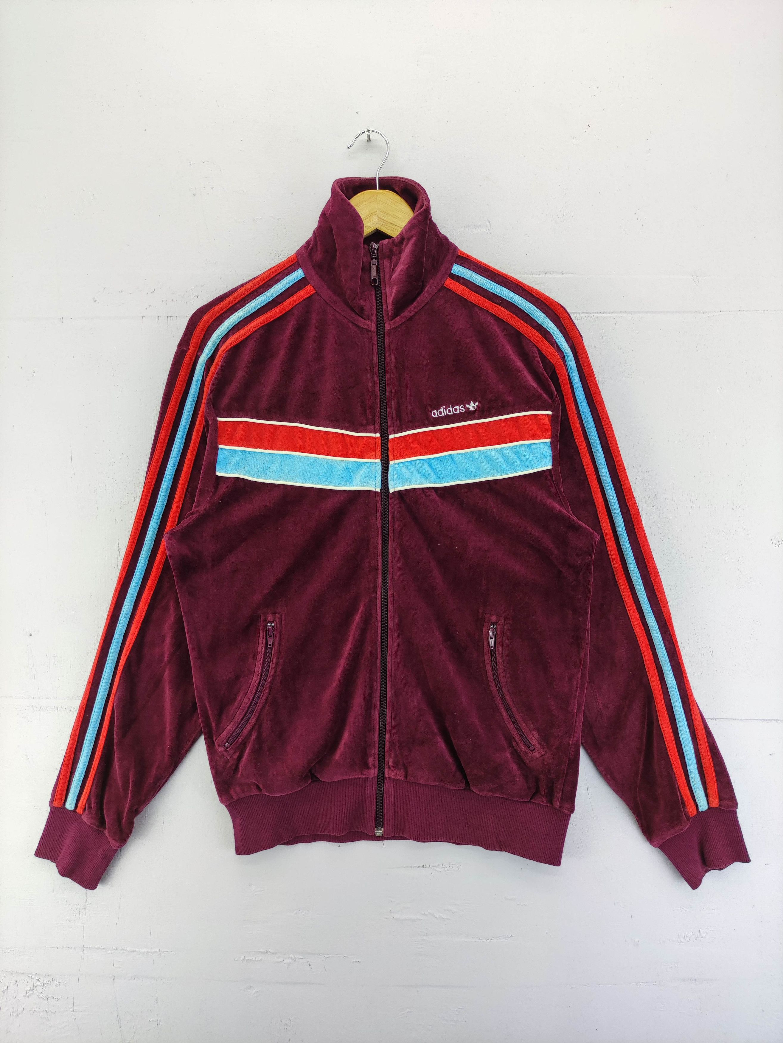 Adidas Streetwear Adidas Velvet Sweater Zipper 3 Striped On Sleeve Grailed