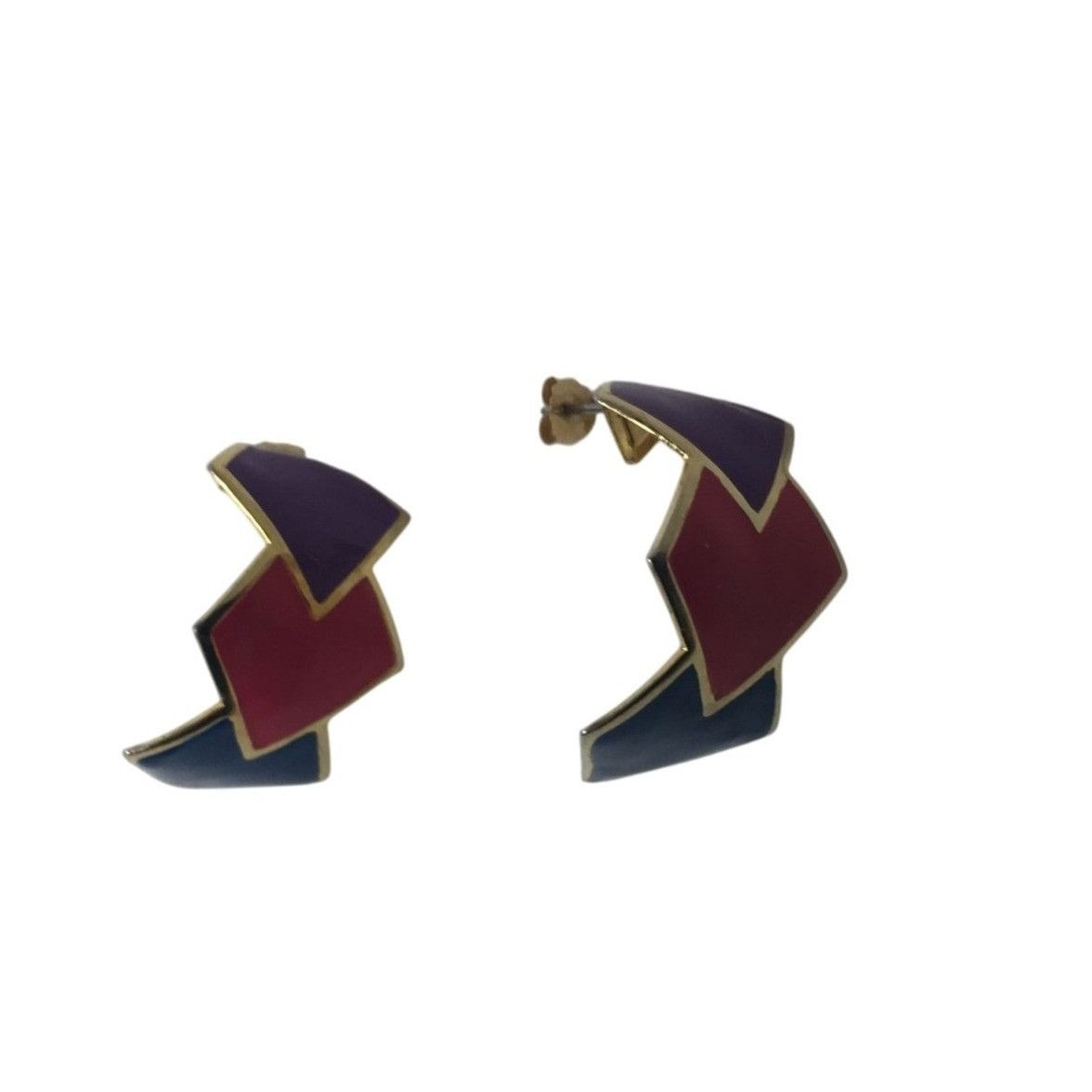 Other Vintage Women's Gold Tone Earrings (Blue, Pink, Purple) Size ONE SIZE - 1 Thumbnail
