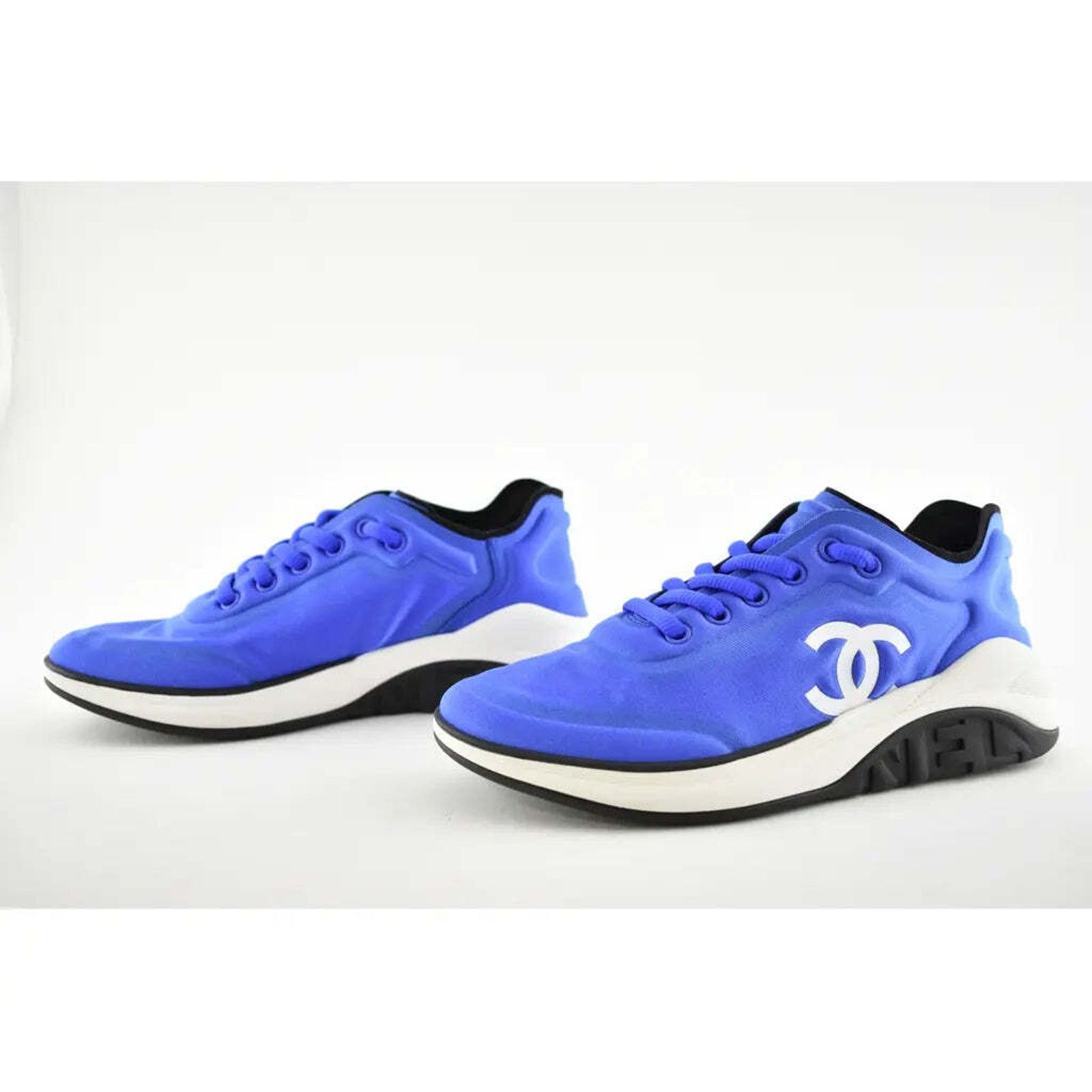 Chanel 19P Lycra CC Logo Lace Up Low Top Trainer Sneaker 36.5 Size US 6.5 / IT 36.5 - 8 Thumbnail