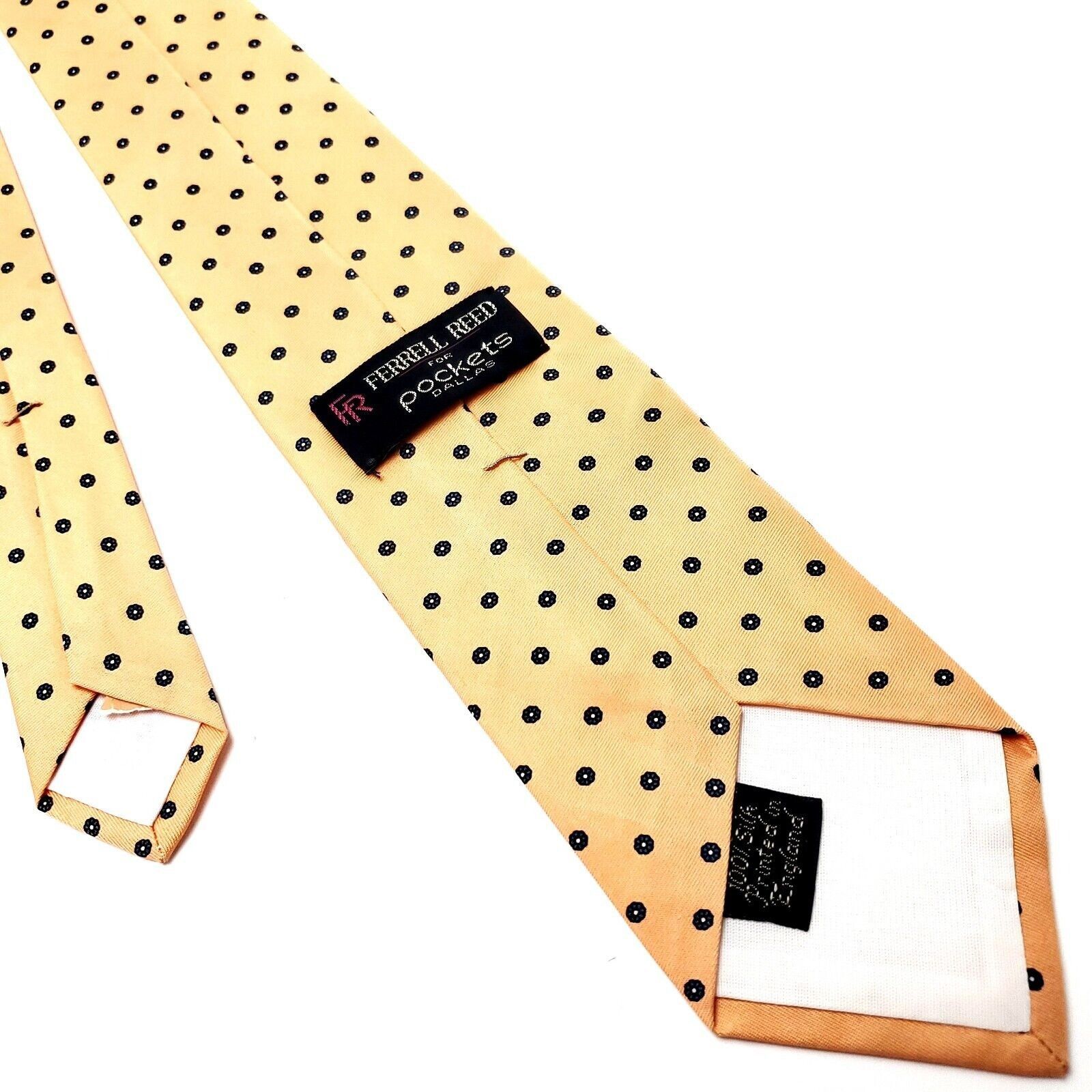 Designer Ferrell Reed Orange Silk Tie Woven Short Skinny Polka Dots Size ONE SIZE - 3 Thumbnail