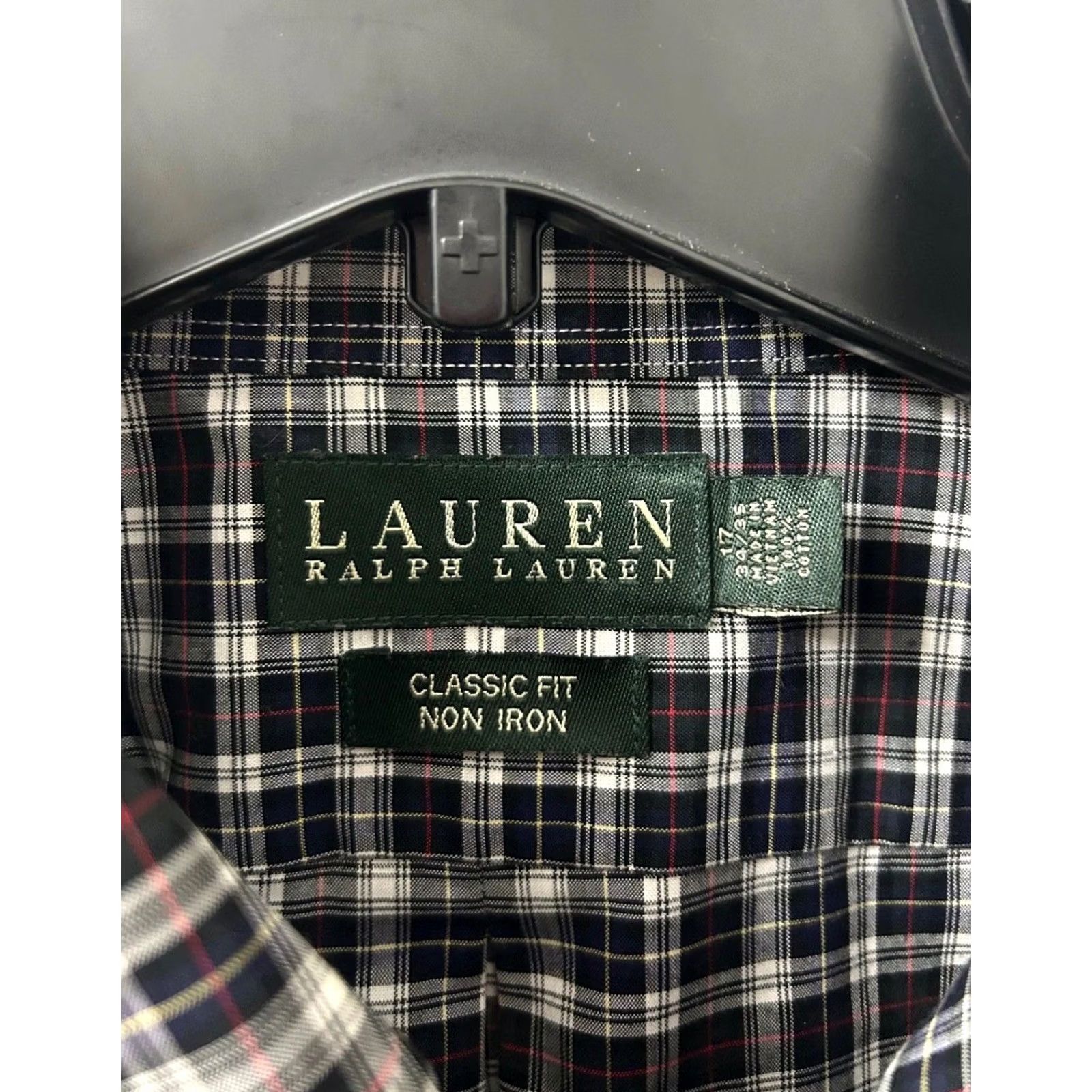 Ralph Lauren Lauren Ralph Lauren Shirt Mens 17 Black Plaid Oxford Classic Non-Iron Long Sleeve Button-Down Collar Size US XL / EU 56 / 4 - 6 Thumbnail