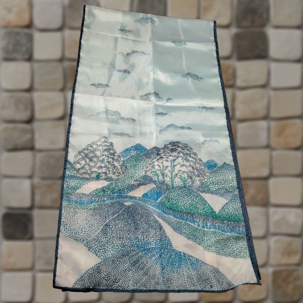 Vintage VINTAGE BAAR & Beards Scarf Rectangle Scarf Unisex 52.25" x 13" Blue Nature Landscape Japan Womens Mens Boys Girls Size ONE SIZE - 1 Thumbnail