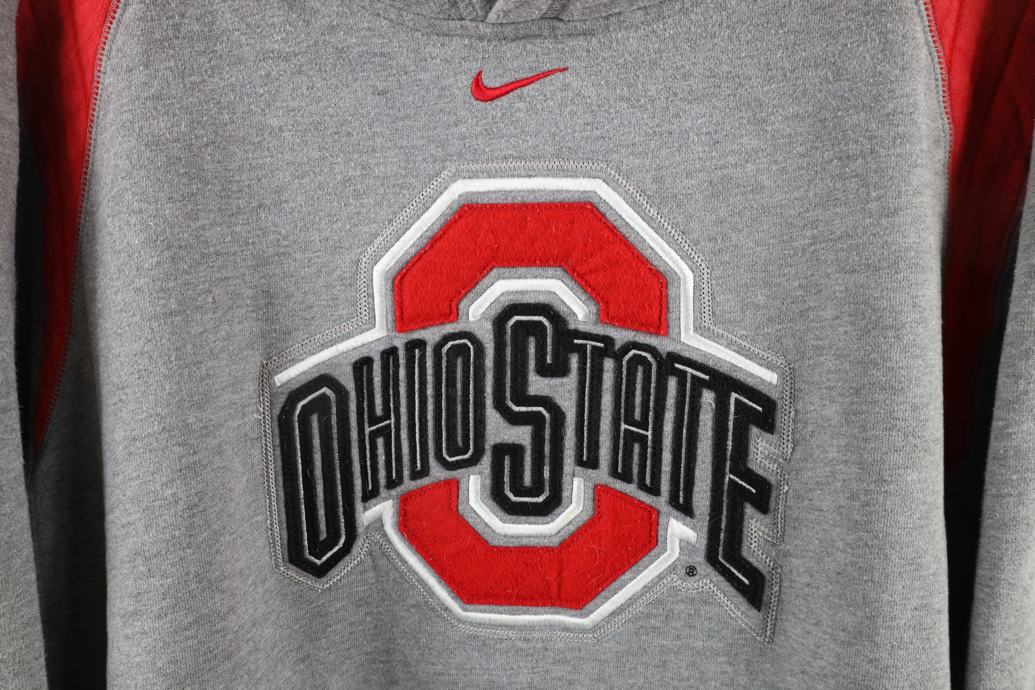 Nike × Vintage Vintage Nike Center Swoosh Ohio State University Hoodie Gray Size US L / EU 52-54 / 3 - 4 Thumbnail