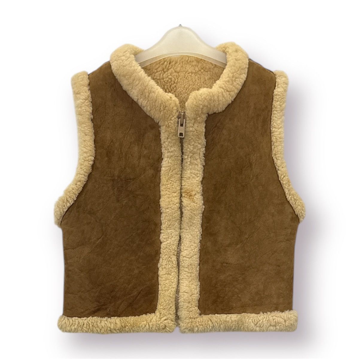 Leather 🔥 Vintage Japan Leather Sheepskin winter Vest - 40 Size S / US 4 / IT 40 - 1 Thumbnail
