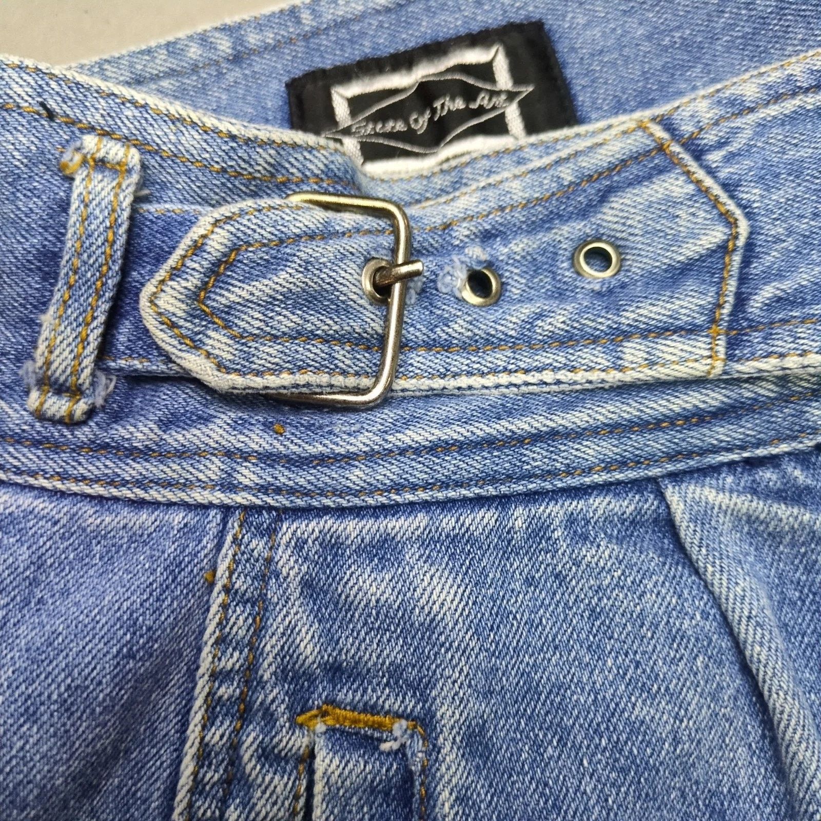 Vintage State of the Art Jean Shorts High Rise Waist Buckle Belt 14 Size 36" / US 14 / IT 50 - 7 Thumbnail