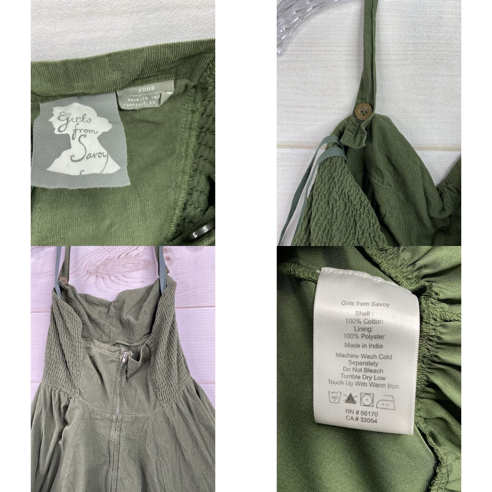 Vintage Girls from Savoy Dress Green Corduroy Fit & Flare Halter Knee Length Ladies 4 Size 27" / US 4 / IT 40 - 8 Thumbnail