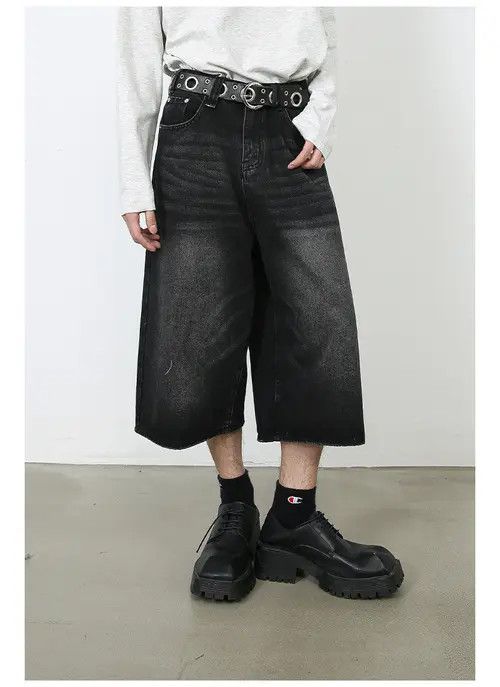 Japanese Brand × Jean American retro all-match loose distressed denim shorts Size US 34 / EU 50 - 4 Thumbnail