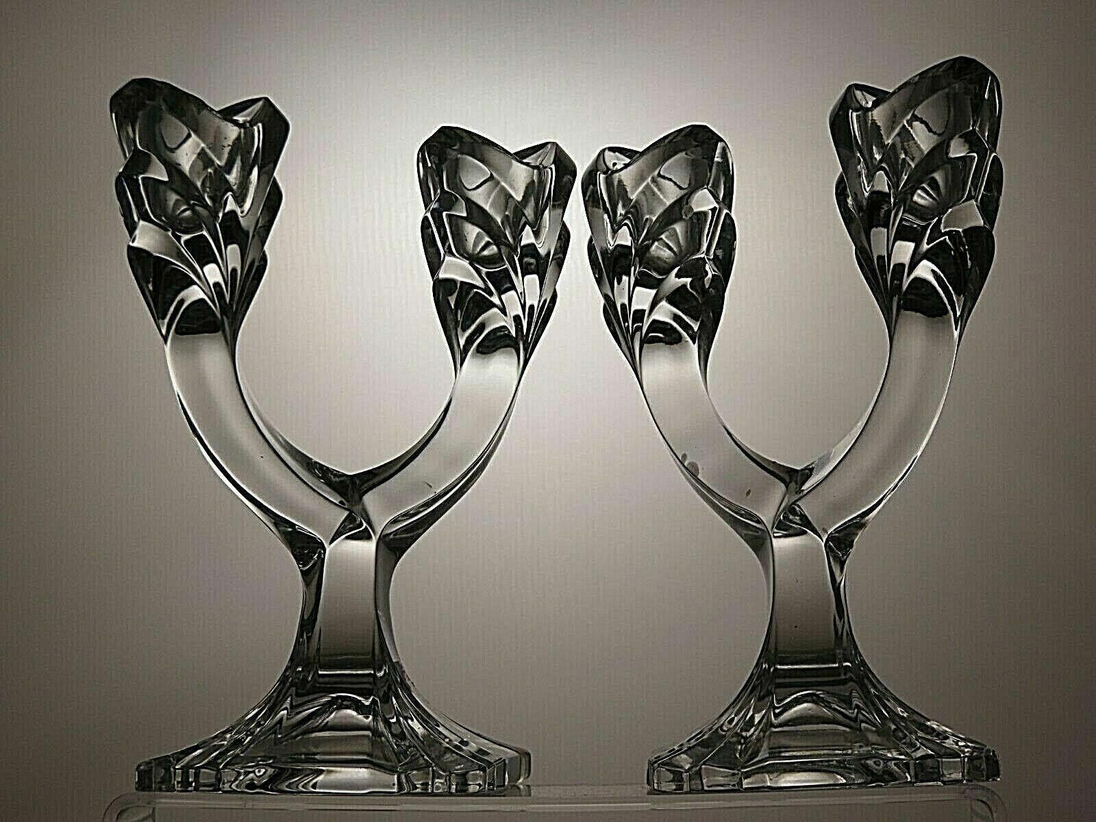 The Unbranded Brand Crystal Set Of 2 Cut Candle Holders Candlesticks 6 3/4" Size ONE SIZE - 2 Thumbnail